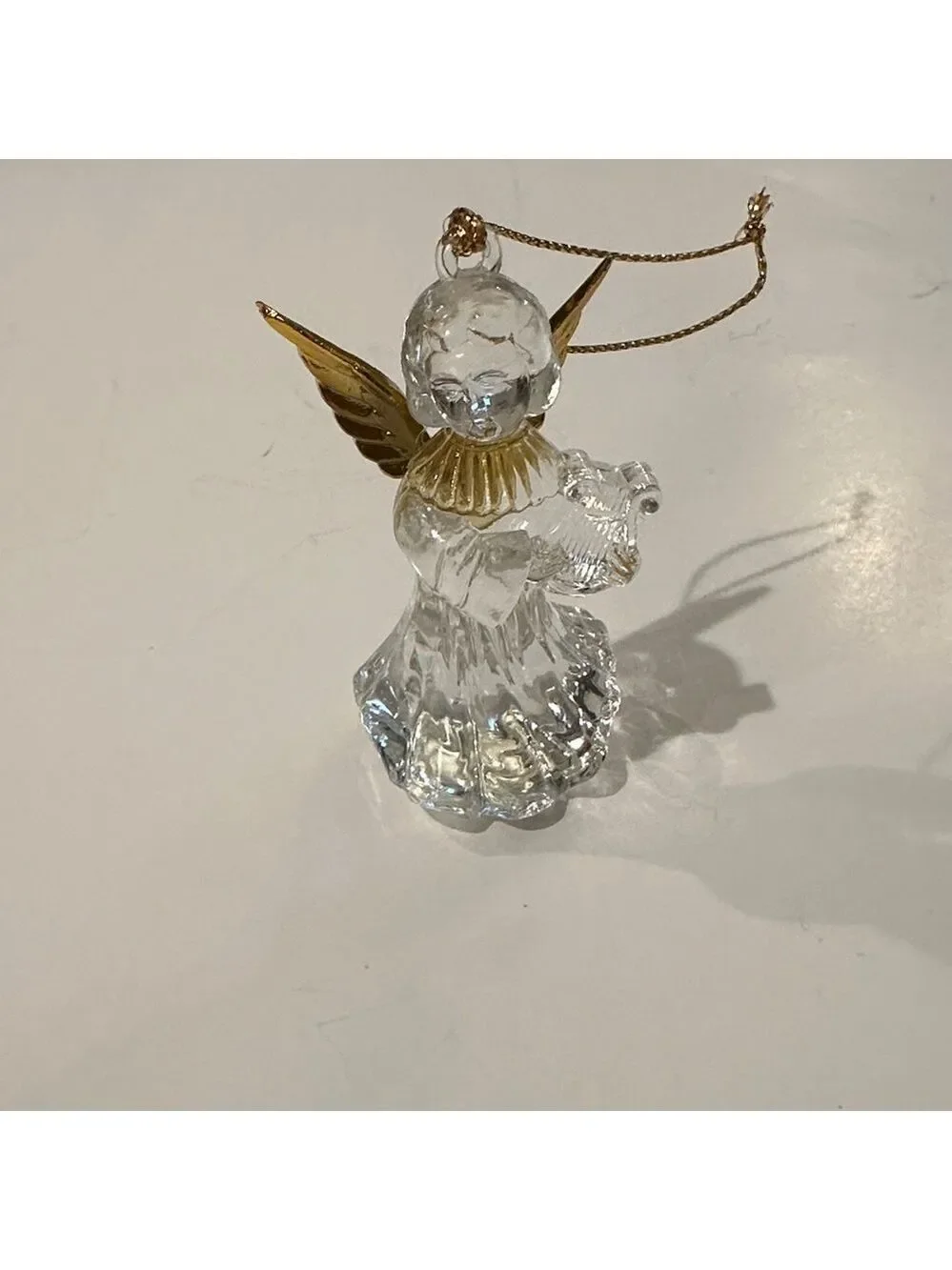 Set of 3 Angel Christmas Ornaments/Precious Moments/HandPainted/Clear Gold wings